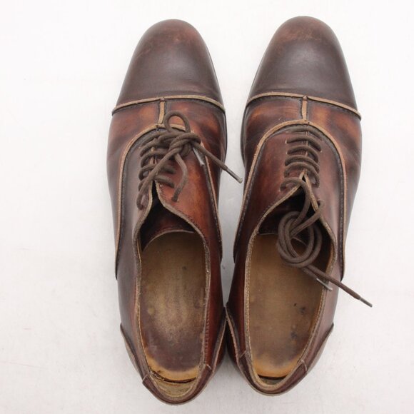 YSL Saint Laurent Rive Gauche Men's Size EU 42 Brown Leather Derby Cap Toe - Picture 9 of 11